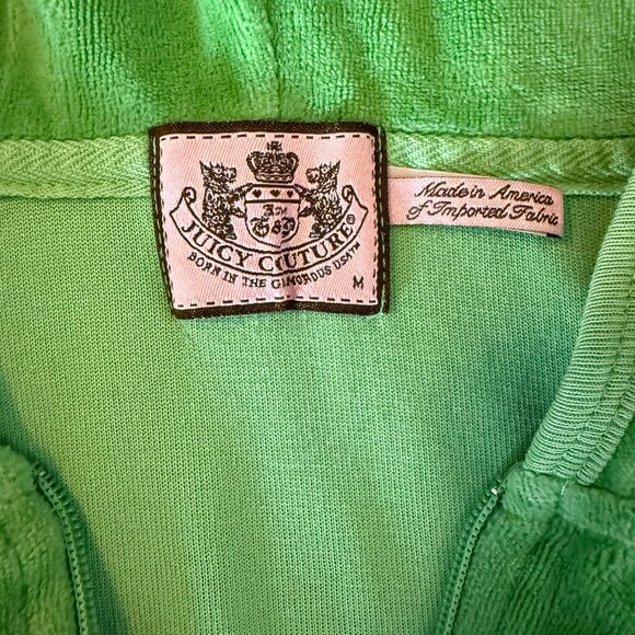 Vintage JUICY COUTURE Prep School Velour Jacket Womens Medium M Hoodie Green Y2K - Picture 14 of 14